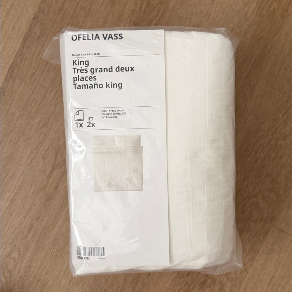 NWT/ Sealed Ikea Ofelia Vass King White Duvet Cover Set